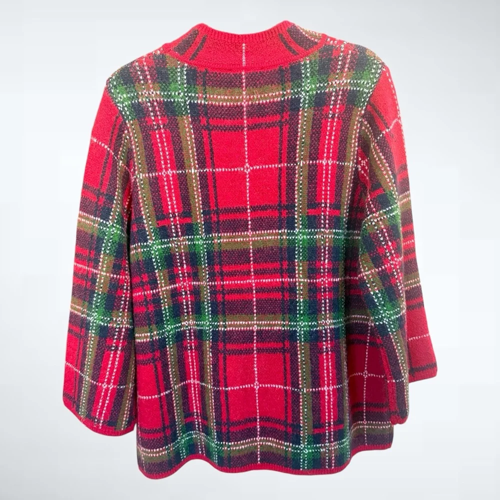 Entro Holiday Plaid Knit Sweater in Red Size S